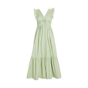 Self-Portrait Button Front Cotton Poplin Maxi Dress - Light Mint Green US 10